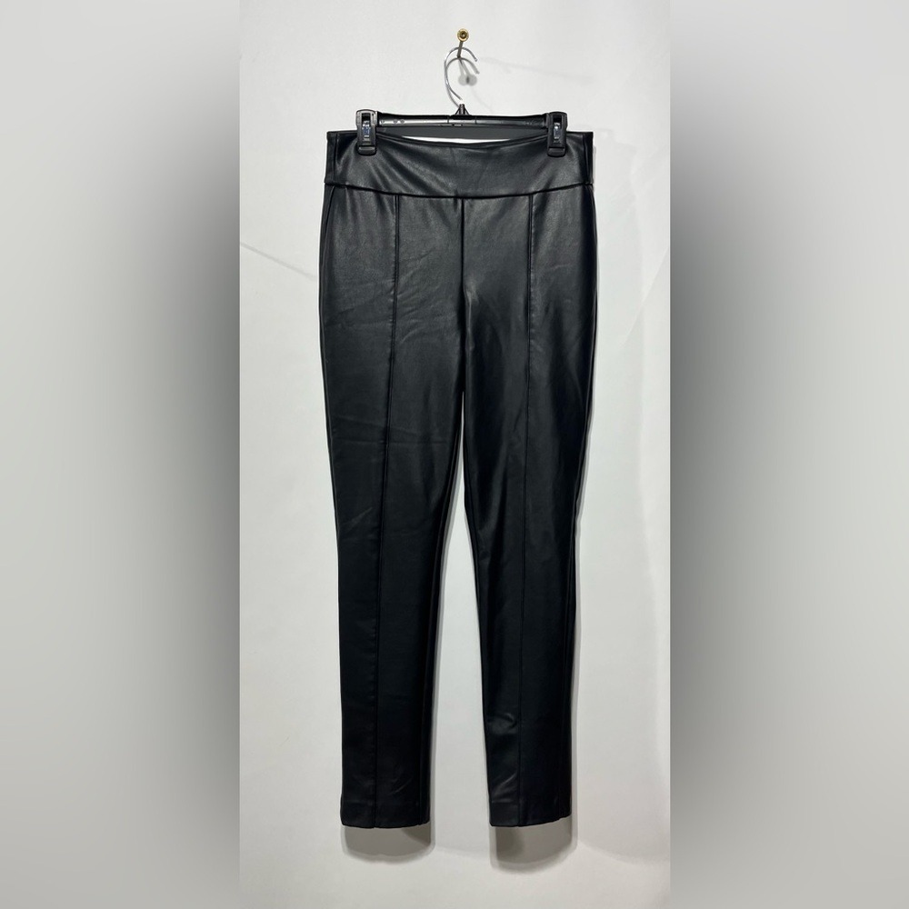 Black Tape High Rise Black Soft Faux Leather Pants Size Medium Inseam‎ 30"